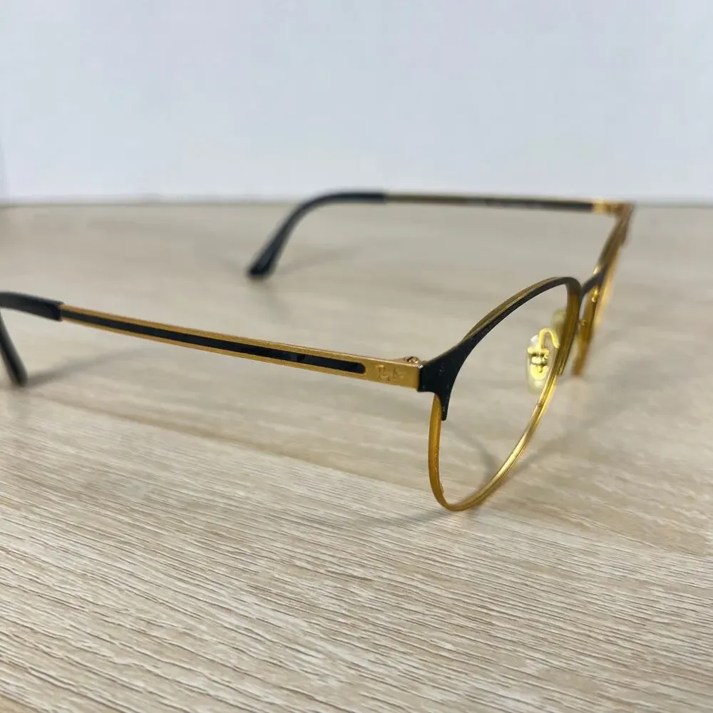 Ray-Ban RB6375 3051 Eyeglasses Gold Black Frames Only READ DESC 53-18-145